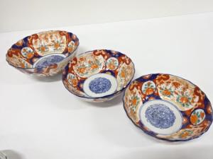 古伊万里　染付赤絵　三ツ重ね大鉢